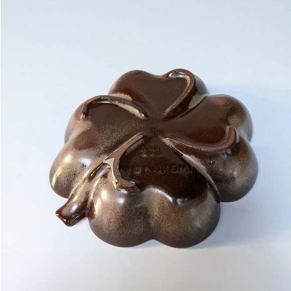 Vintage Frankoma Pottery Dish Plainsman Brown Satin Four Leaf Clover Shamrock - Picture 8 of 10